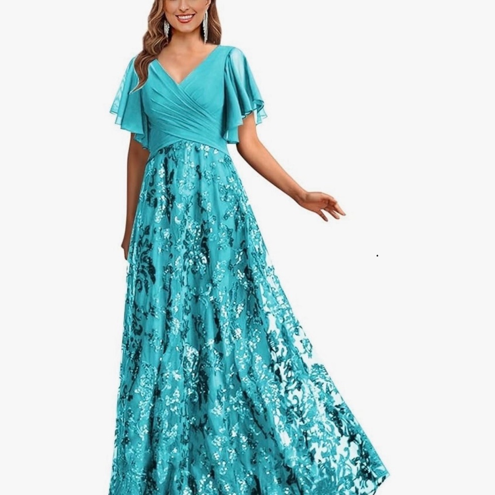 Elegant Teal Evening Gown